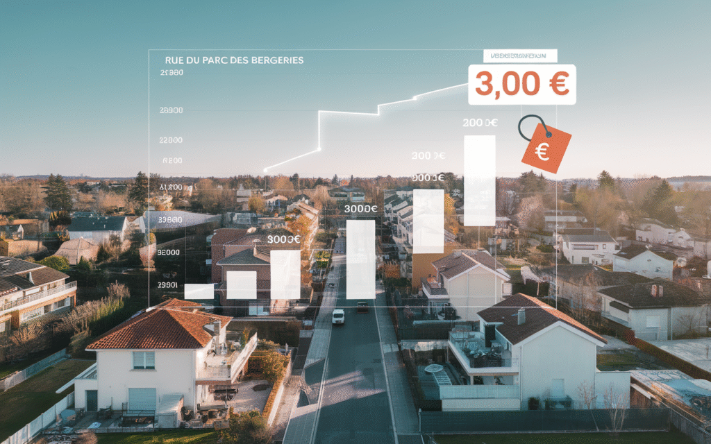 Vue de la rue du Parc des Bergeries à Draveil avec des maisons résidentielles