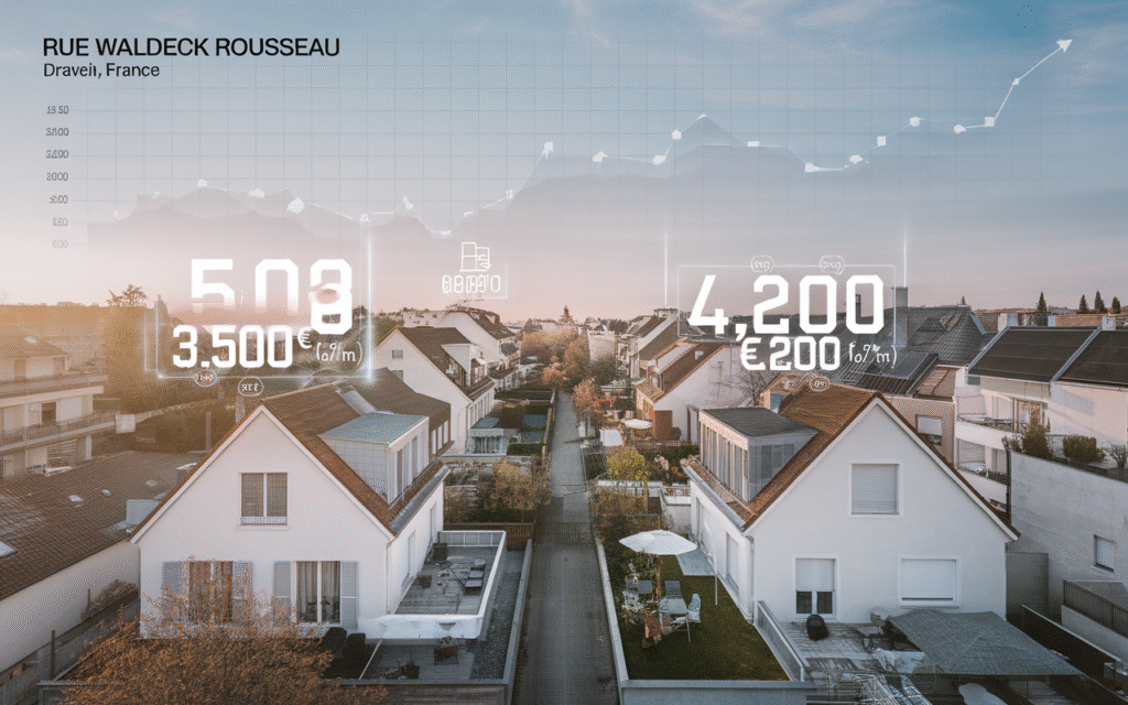 Graphique des prix de l'immobilier rue Waldeck Rousseau à Draveil