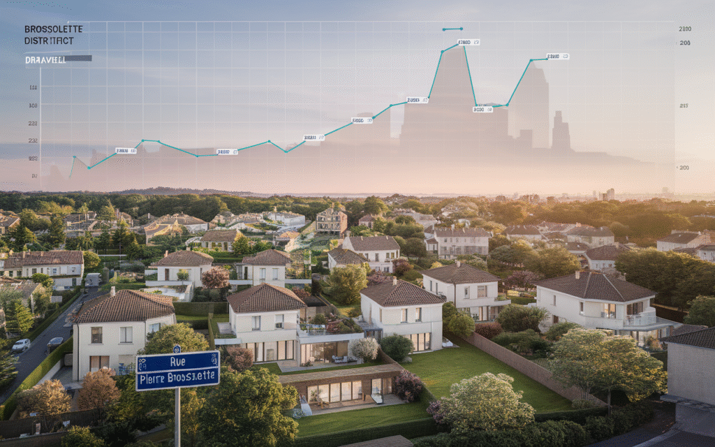 Graphique illustrant le prix moyen au mètre carré dans le quartier Brossolette à Draveil