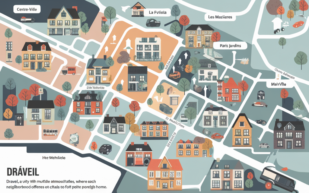 Vue aérienne des quartiers résidentiels de Draveil