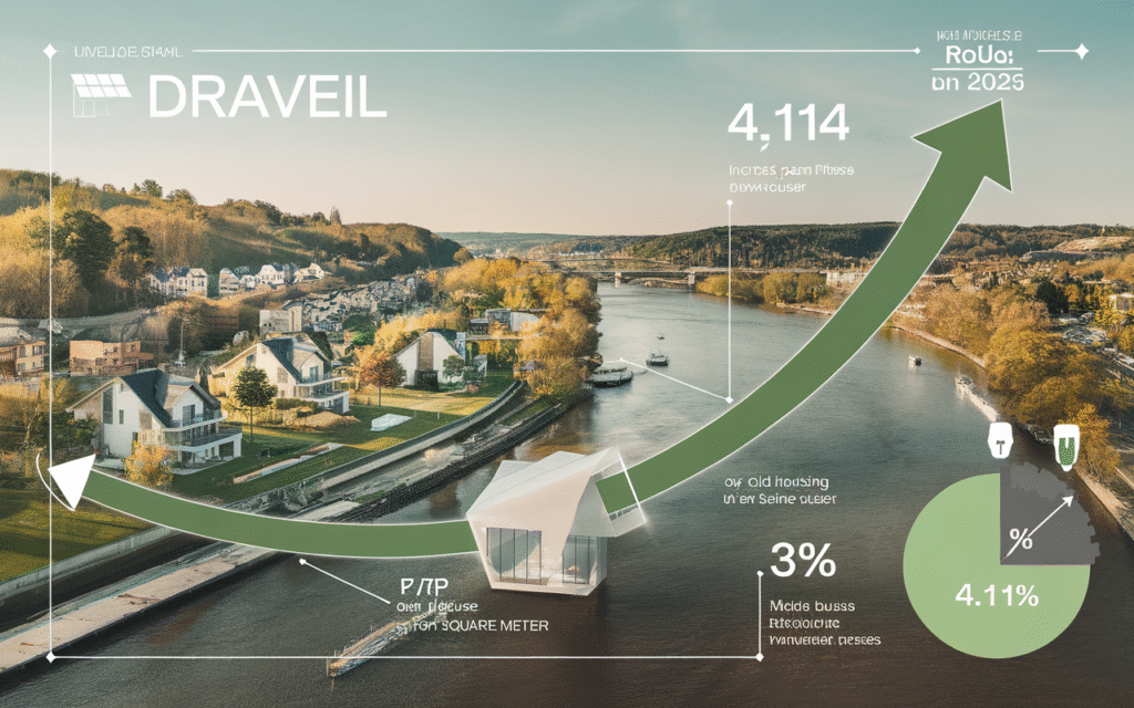Graphique illustrant l'évolution du marché immobilier à Draveil en 2025