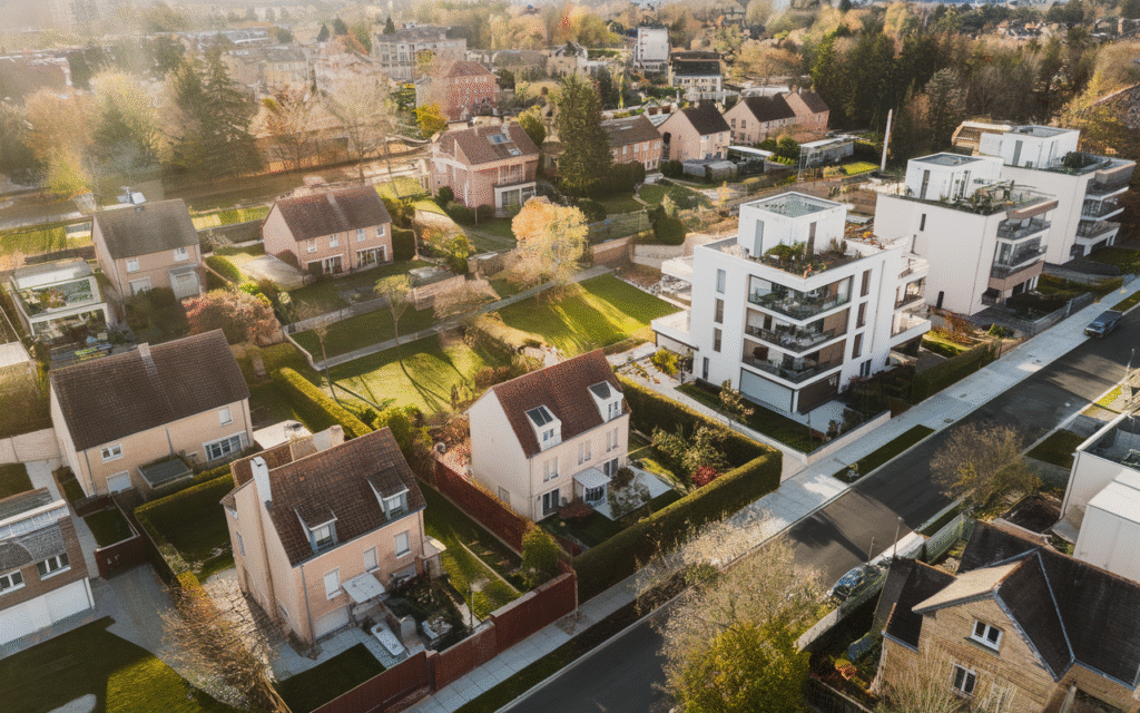 Vue aérienne d’un quartier résidentiel prisé à Draveil pour l’investissement immobilier