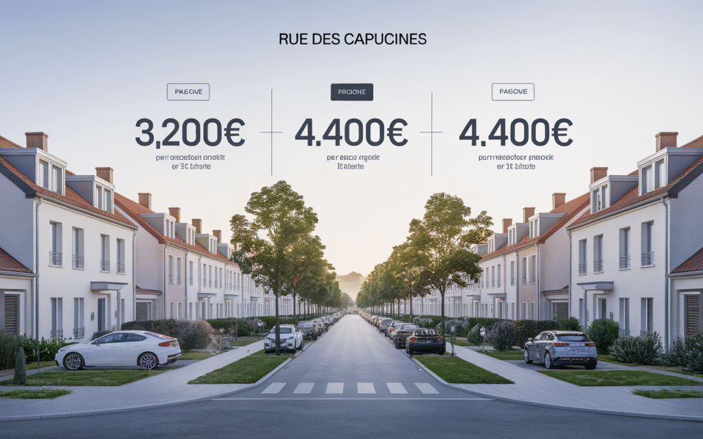 Vue de la rue des Capucines à Draveil illustrant les prix de l'immobilier