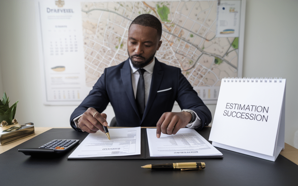 Conseiller immobilier réalisant une estimation de succession à Draveil