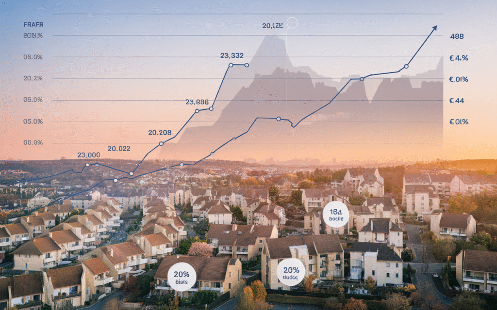 Graphique illustrant l'évolution démographique et les tendances du marché immobilier à Draveil