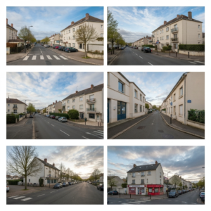 Vue aérienne de Draveil avec des maisons et des arbres, représentant une estimation personnalisée de biens immobiliers.